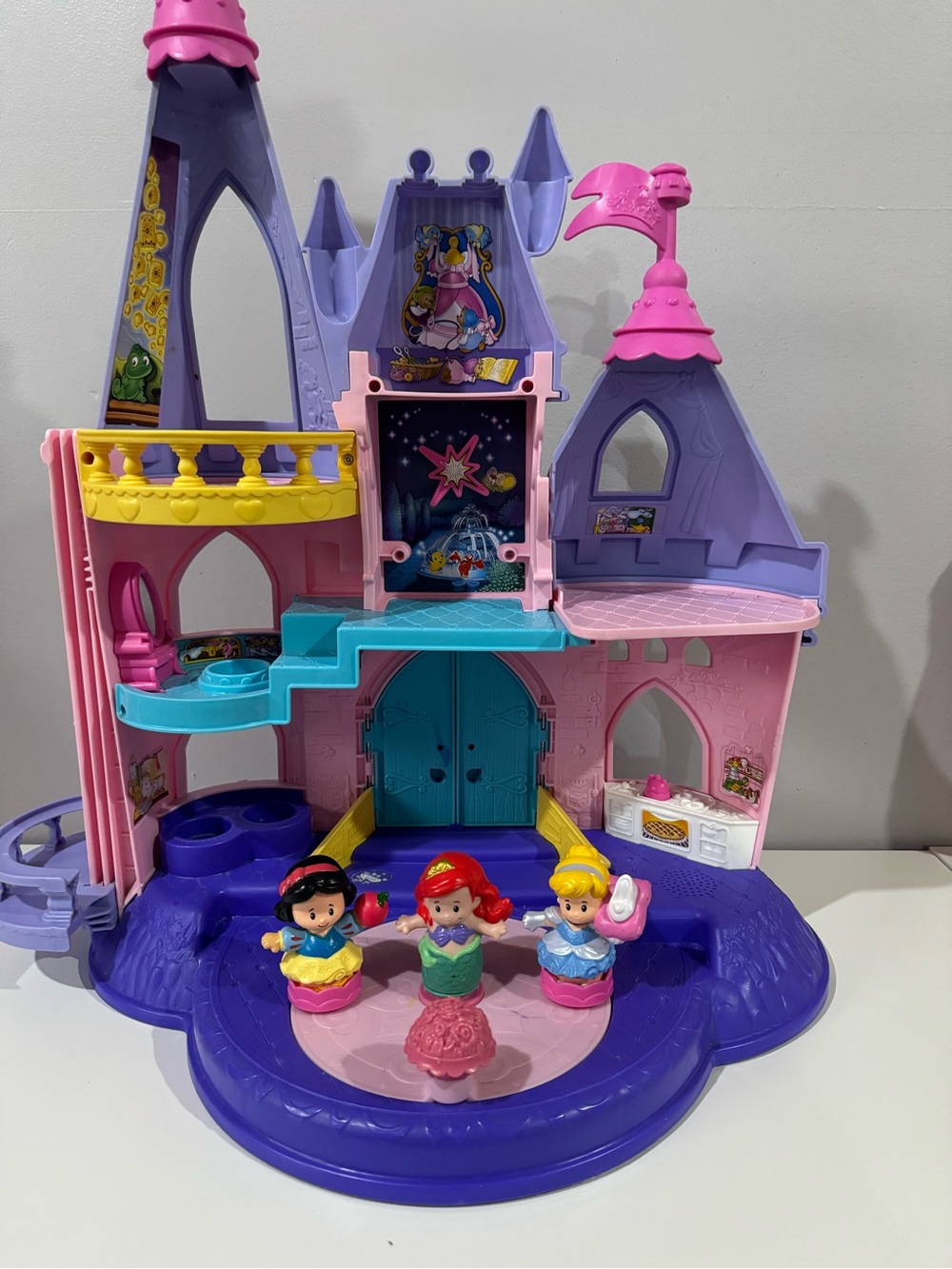 Disney Pink Purple & Teal Princess Castle Playset with 3 Figures